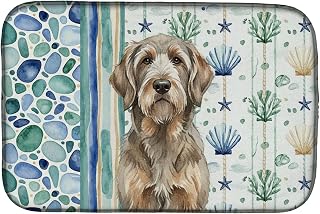 Caroline's Treasures Grizzle and Tan Otterhound Coastal Sea Glass Dish Drying Mat Absorbent Dish Drying Mat Pad for Kitchen Counter Dish Drainer Mat for Countertop, 14 x 21", Multicolor