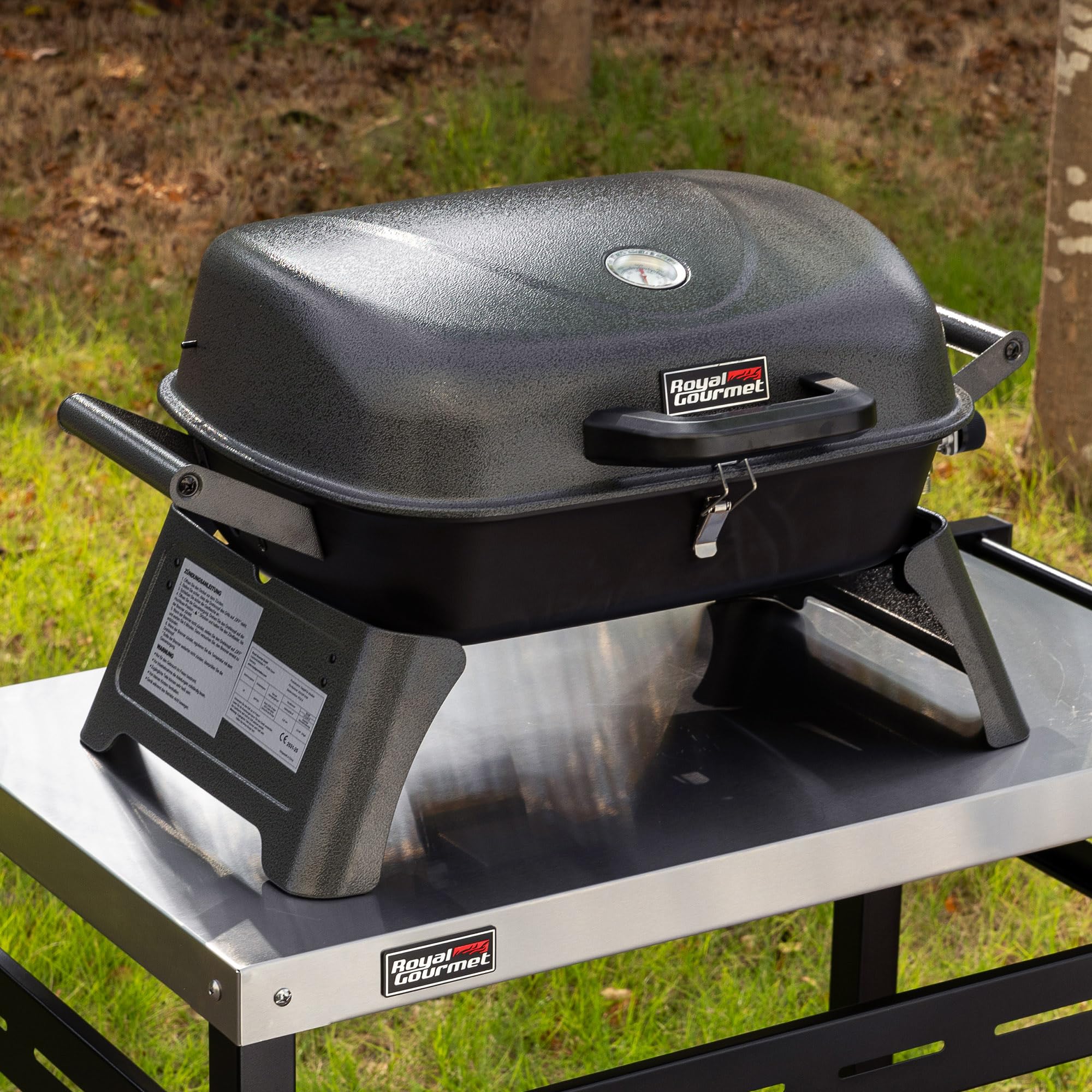 Royal Gourmet Gasgrill mit 3,5 kW, Tischgasgrill mit Griffen und Klappbaren Beinen, Tragbarer Campinggrill für Garten, Balkon