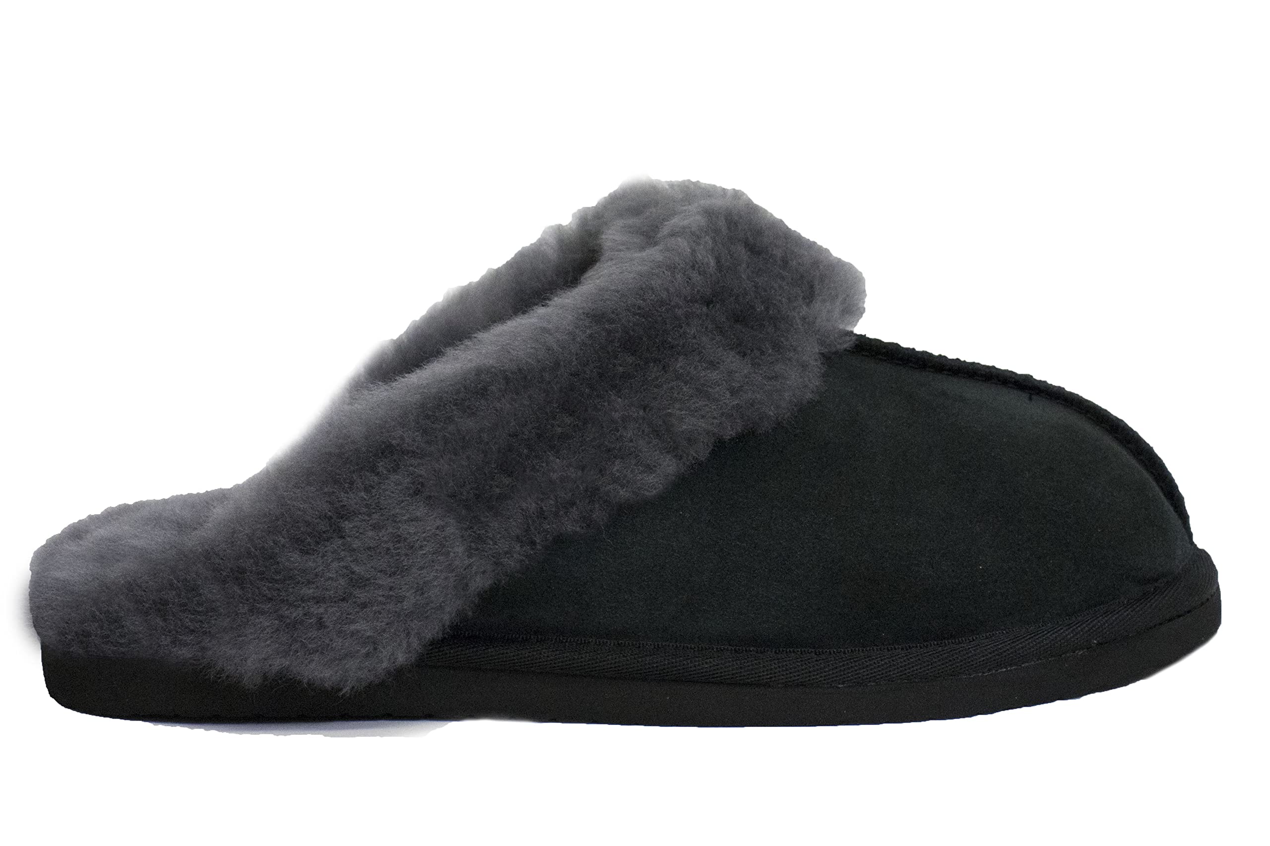 Reissner Lammfelle Pantuflas de piel de cordero Nadine con borde de piel para Mujeres, Navidad, Gris platino, Talla 36-42