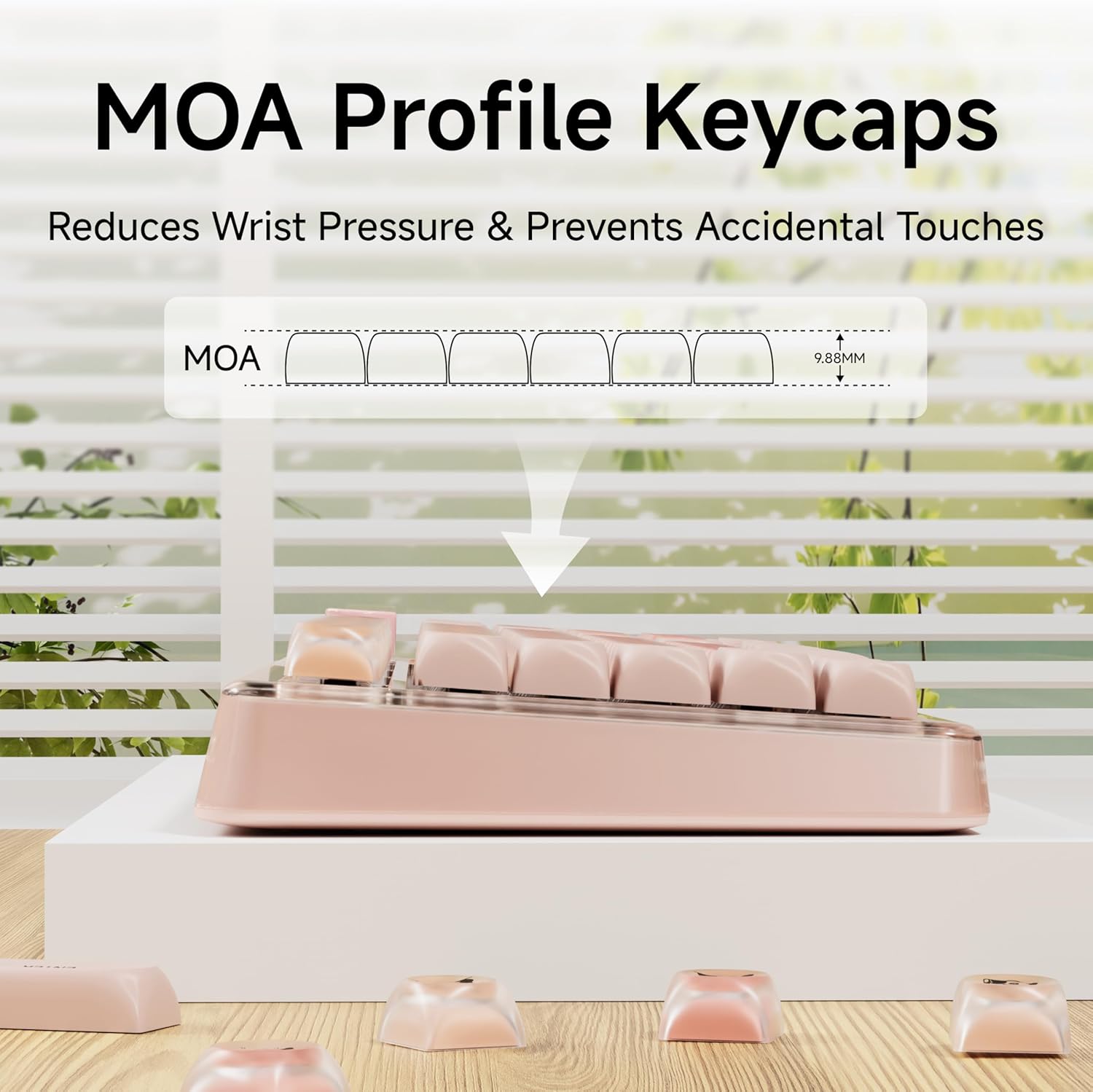 SEUNKWANG EWEADN Foundation PBT Keycaps, Jelly MOA Profile Keycap, 132 Keys Cute Custom Keycaps for Mechanical Keyboard with Cherry/Gateron MX Switches-Pink