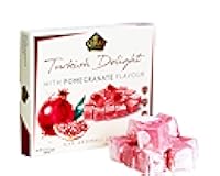 Cerez Pazari Turkish Delight with Pomegranate Flavour 200 gr Gourmet Small Size Snacks Gift Box No Nuts Sweet Luxury Traditional Confectionery Vegan Candy Dessert Glucose Free Lokum Approx.18 Pcs