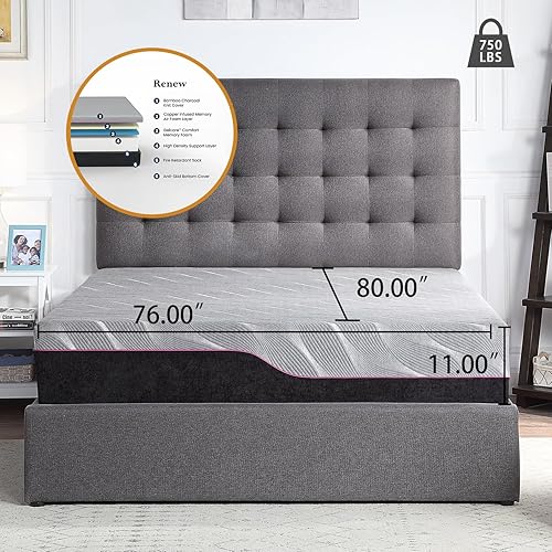 Miniatura 2 de 11 Inch King Size Mattress, Cooling Hybrid Mattresses, Breathable Bed in A Box, Built in Pocketed Coils and Gel Memory Foam Layer, Avaliable in