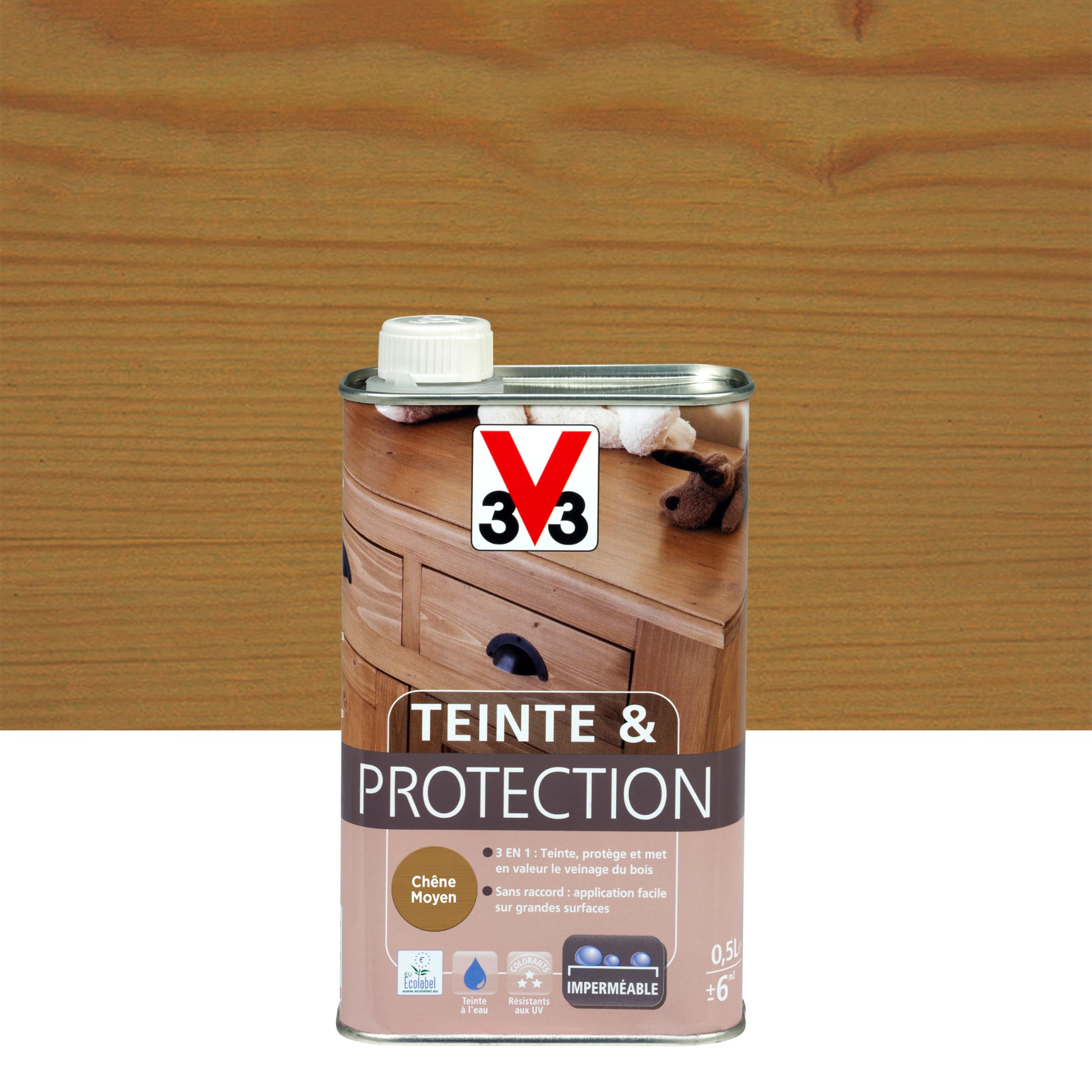 V33 Teinte & protection meubles et boiseries, Chêne moyen 0,​5L