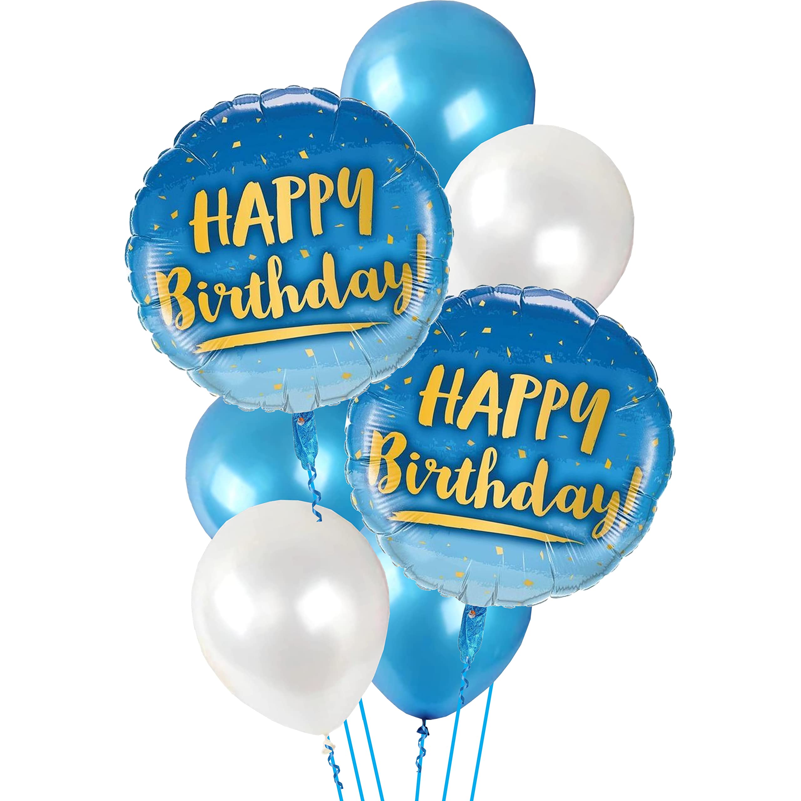 Amazon | TOYXE Happy Birthday バルーンブーケ ブルー ホワイト 10個
