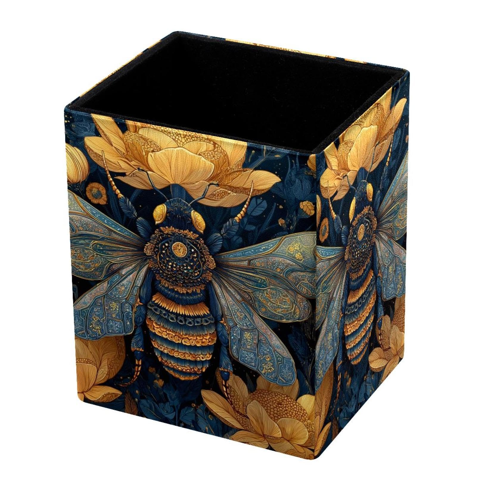 VAPOKF Pencil Holders for Desk, Bee Printed Pen Holders Pen Pot Makeup Brushes Storage Desktop Stationery Supplies Organiser for Home Office