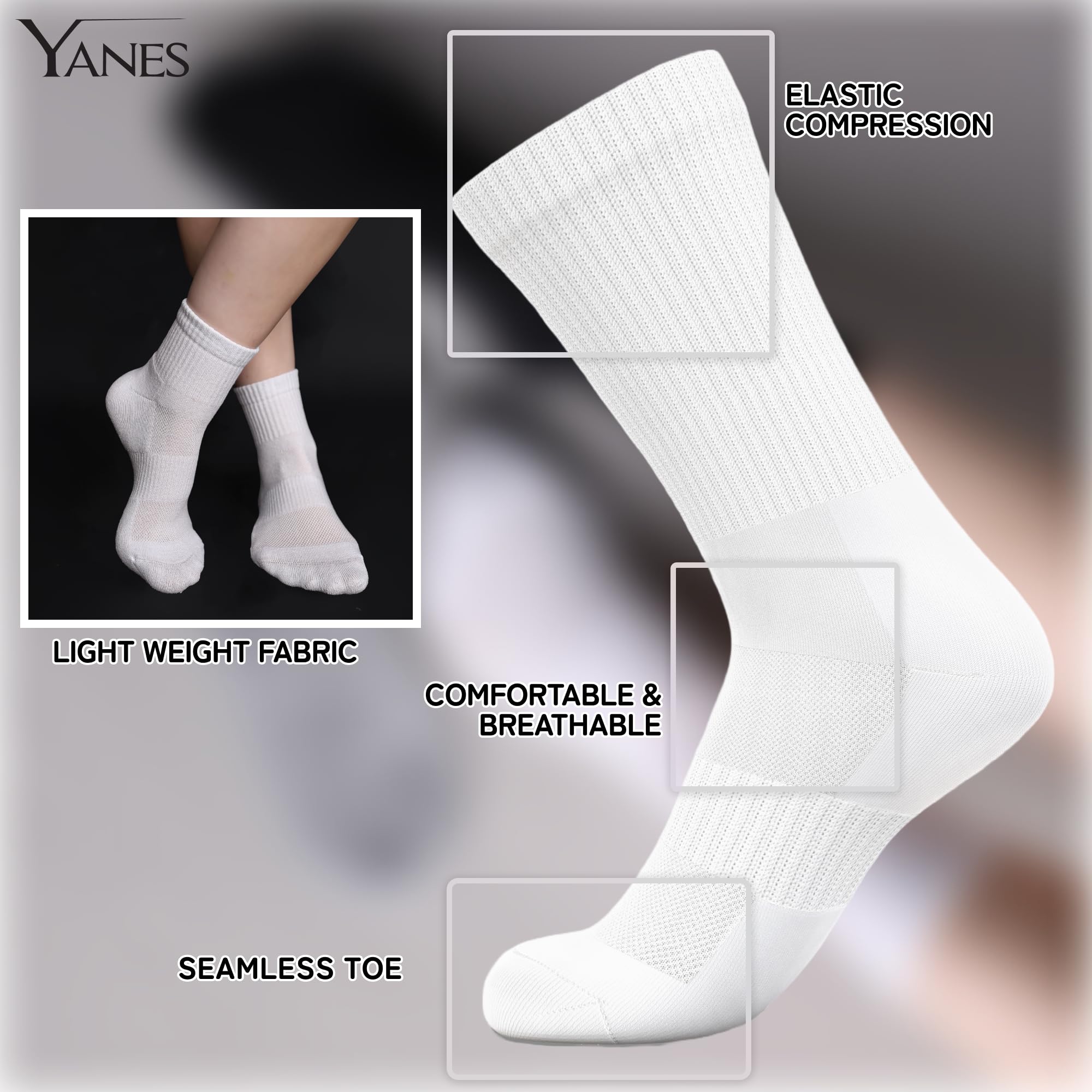 YANES Calcetines tobilleros unisex para correr, senderismo, gimnasio y deportes, calcetines para hombres y mujeres, paquete de 6