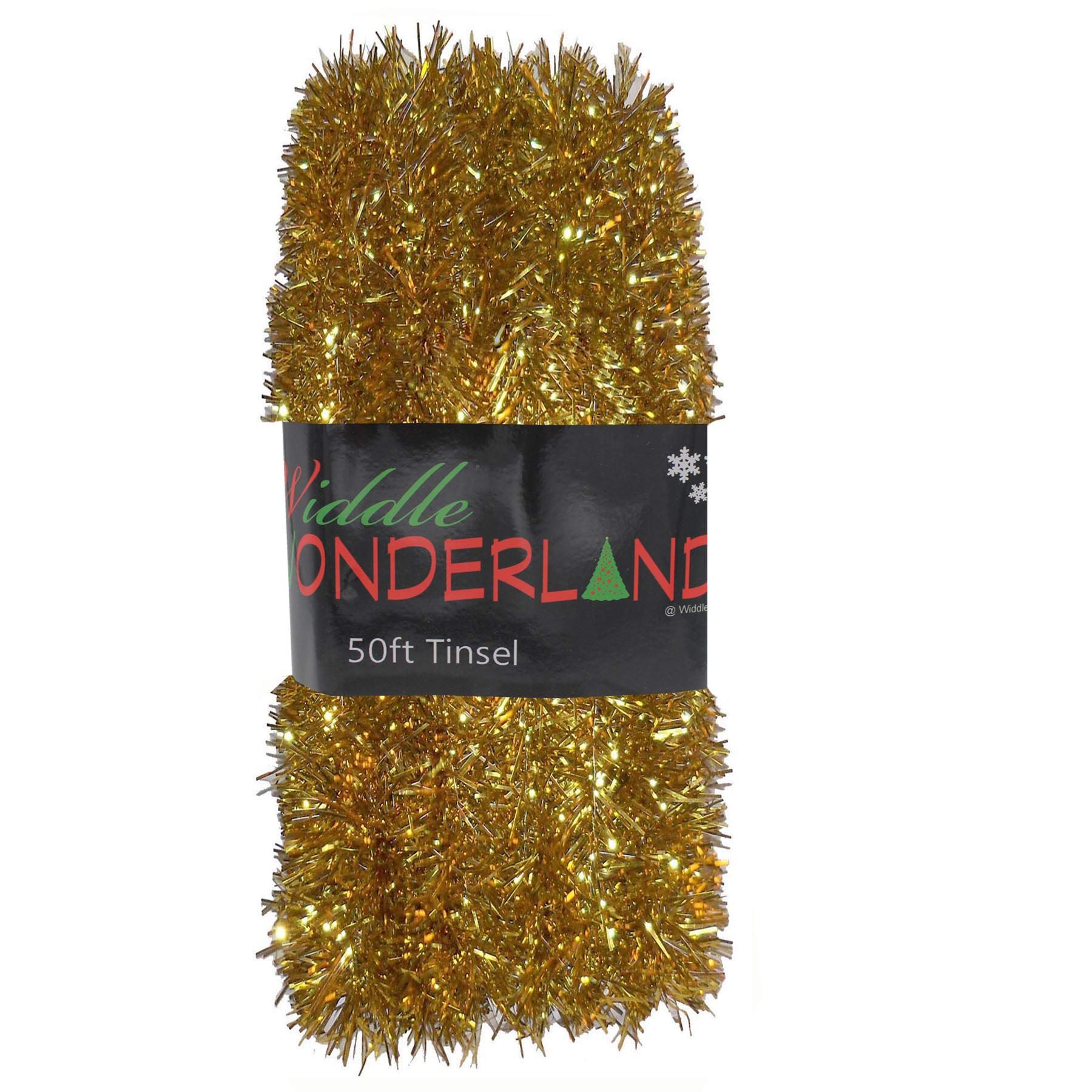 Widdle Wonderland Gold 50Ft X 3Cm Tinsel Christmas Decoration, Crafting, Trees And Party