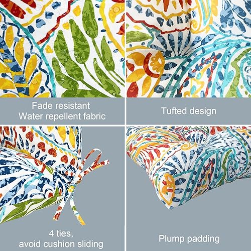 Miniatura 4 de LVTXIII Cojines de respaldo alto copetudo para exteriores, cojín de asiento y respaldo esponjoso sólido con lazos, cojín de repuesto para silla