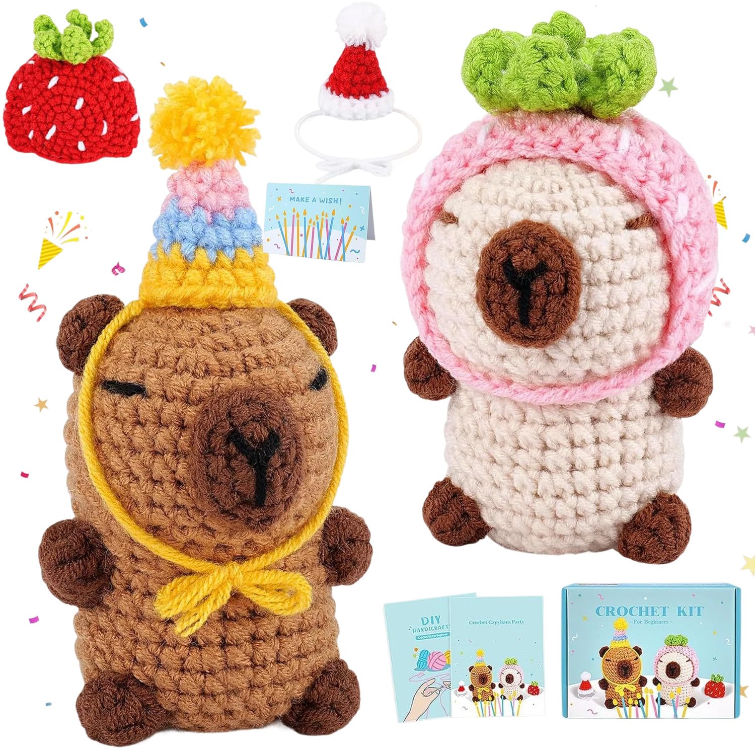 Leseogye Crochet Kit for Beginners, Crochet Animal Kit Complete Capybara Crochet Kit, Crochet Kits for Beginners Adults, Ideal Creative DIY Gift with Step-by-Step Video Tutorials
