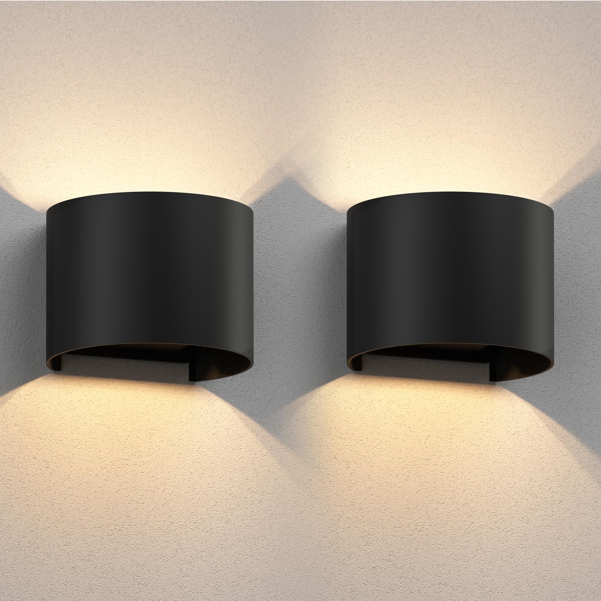 4x Applique RUNEL Pour Extérieur IP65 Up/downlight Gris Mat Rond