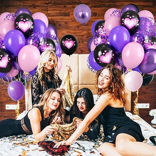 Vista 95 de Globos morados y dorados, 50 globos morados dorados y blancos de 12 pulgadas, globos morados metálicos, globos blancos y morados pastales para Negro