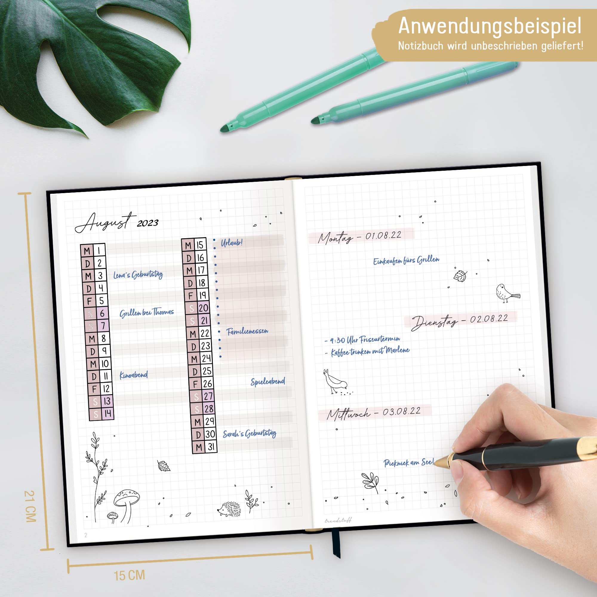 Taccuino A5 Trendstuff By Häfft - Quadretti, 126 Pagine, Copertina Silky Pink - Foto 7