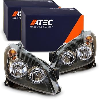 ATEC Germany 2 x main headlights front left + right H1 / H7 headlights with servomotor for headlight range adjustment compatible with Opel Astra H A04 L70