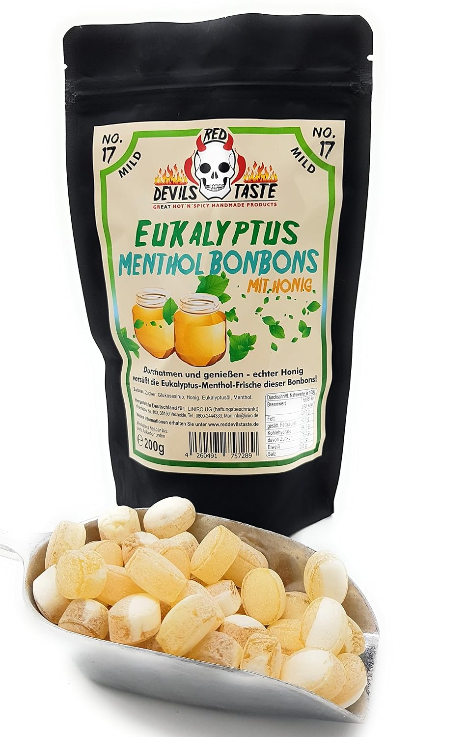 Eucalyptus Menthol Sweets with Honey - Mild - 200g - with Zip Bag