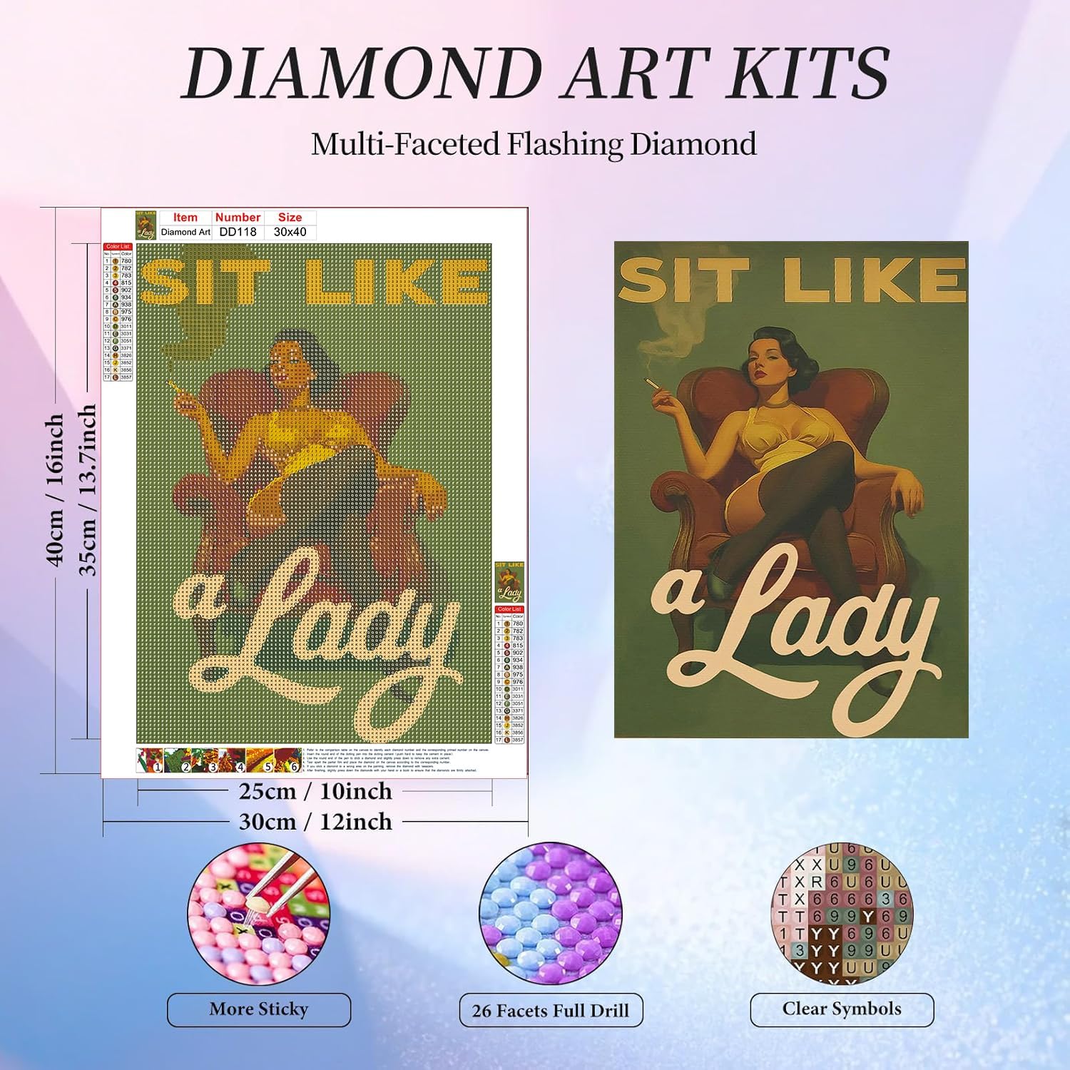 Modern Woman Diamond Art Kits for Adults Round Diamond Painting 12x16 Inch image 4