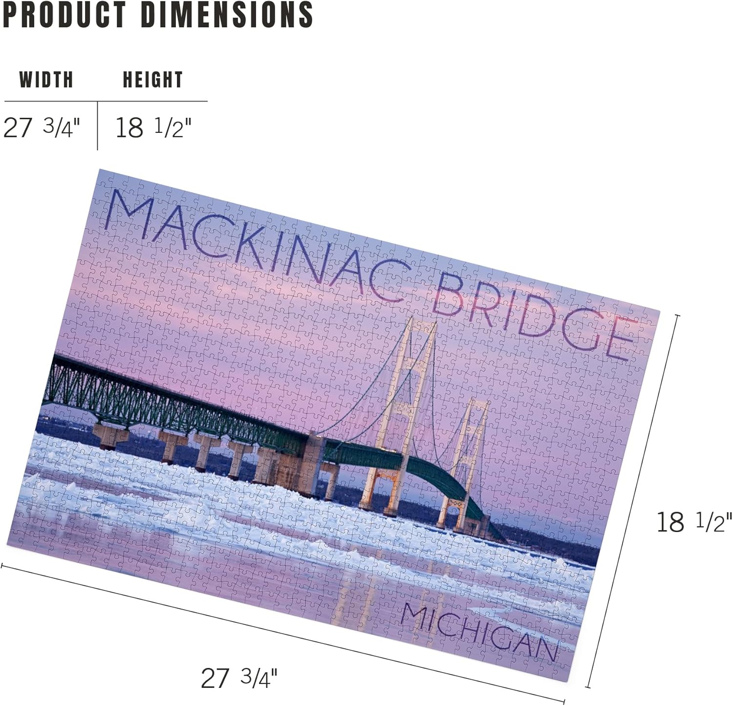 Mackinac Bridge, Michigan, Winter Scene (1000 Piece Puzzle, Challenging Jigsaw Puzzle for Adults, Made in USA)