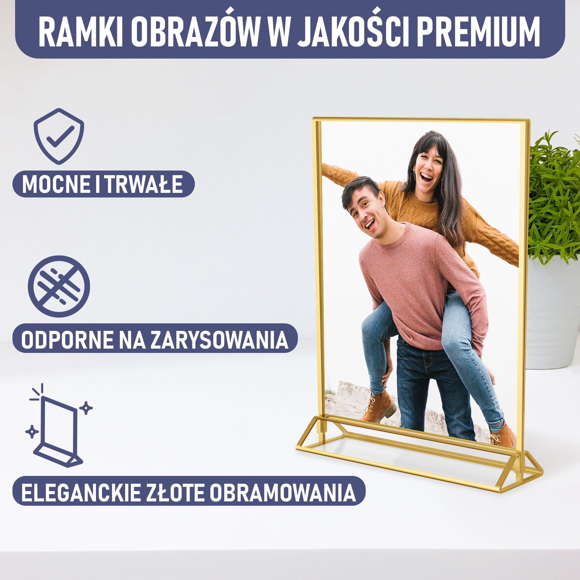 Dwustronne Złote Ramki, Zestaw 6 Szt. A5, Akrylowe Uchwyty Na Numery Stolików, Przezroczyste Stojaki Na Tabliczki, Złote Ramki Na Numery Stolików Weselnych, Uchwyty Na Menu I Zdjęć Na Wydarzenia