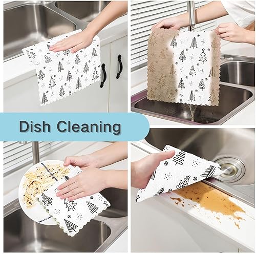 Miniatura 2 de KLL Christmas Tree White Kitchen Microfiber Towels Rustic Tea Towels for Kitchen Hand Towels Kitchen Terry Cloth Kitchen Hand Towels
