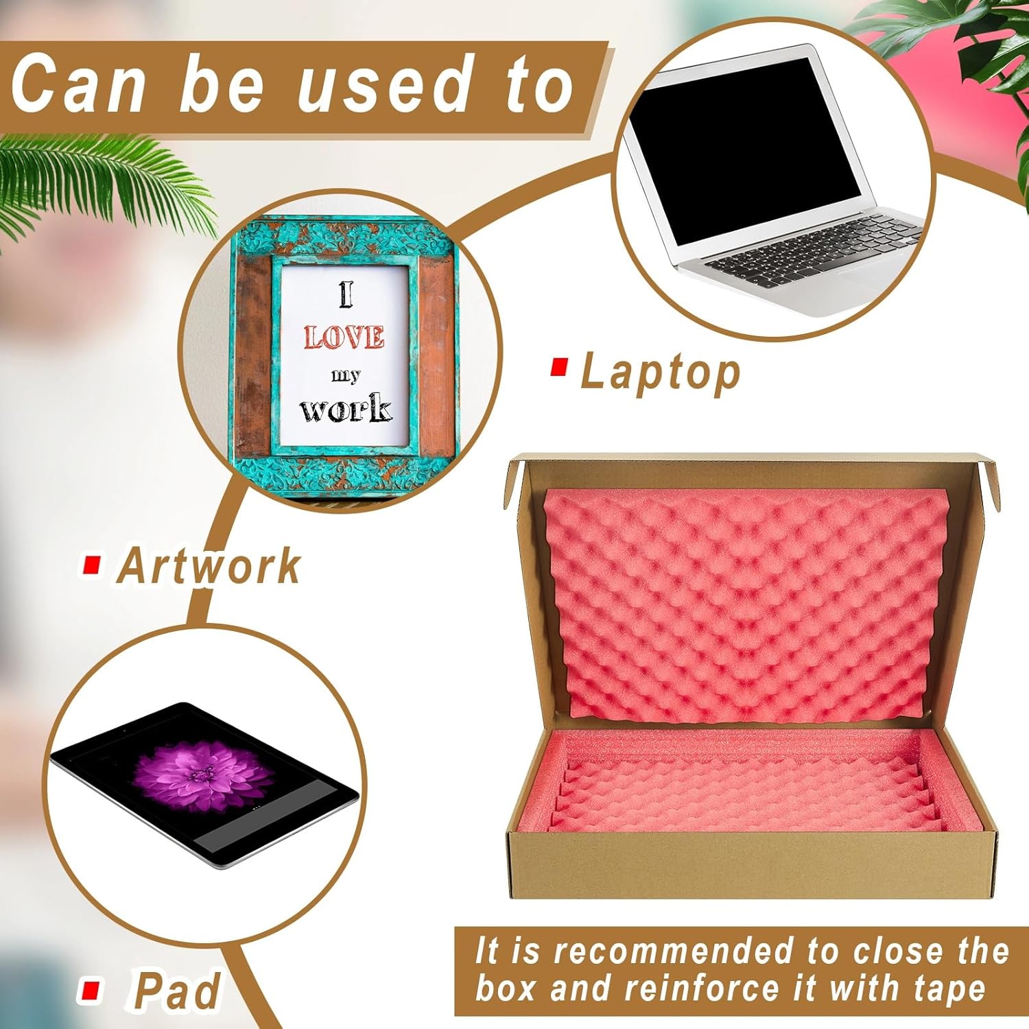 1 Set Laptop Shipping Box with Foam Protection Computer Mailing Box up to 17 Inch with Charger Boxs, Foam Frame, Foams Sheets Padding Kraft Secure Mailing Boxes for Packing Moving 16.7x13x2.5 Inch