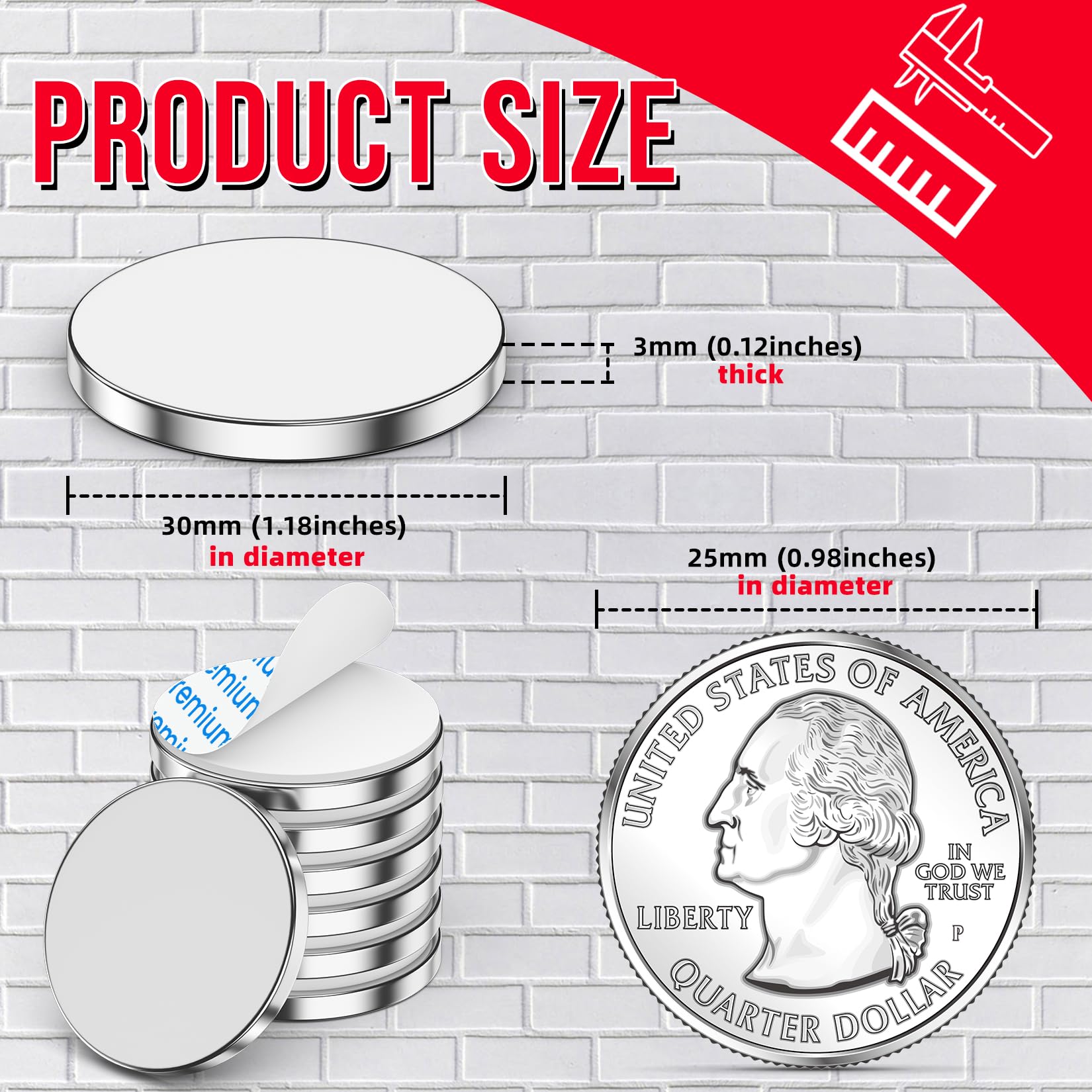 FINDMAG 20 Pack Magnets, Strong Neodymium Disc Magnets, 1.18'' D x 1/8'' H — Amazon image 5