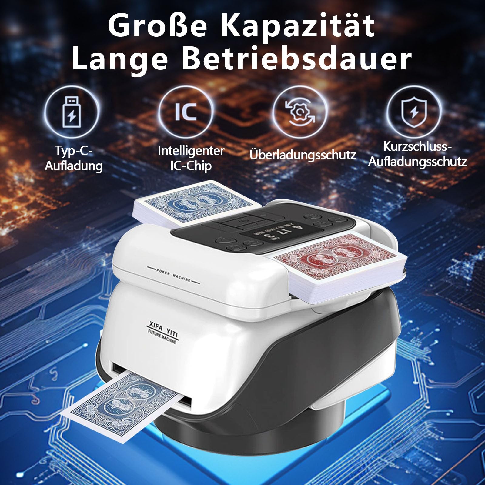 2 in 1 Automatische Kartenmischer und Kartensender,Mehrere Spielmodi,360° Deal,für Spiele wie Poker, UNO und Texas Hold'em