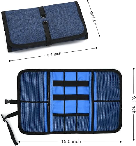 Miniatura 4 de Patu Estuche organizador de accesorios electrónicos enrollables, portátil, universal, baterías externas, discos duros, cables, bolsa de kit de