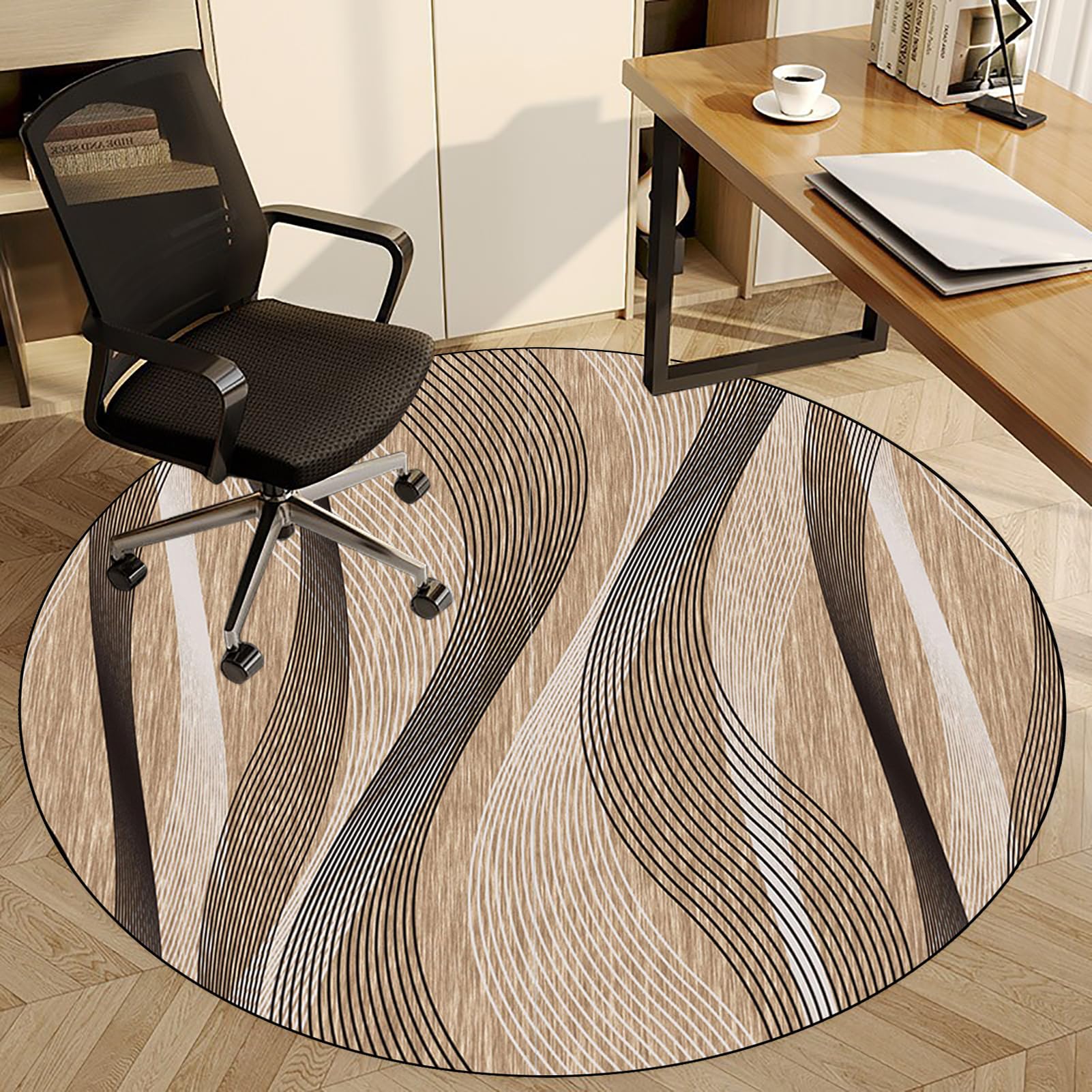 Fzamudng W1-281 Office Chair Mat For Carpeted Floors, Carpet Protector Floor Mat, Round Gaming Chair Mat, Floor Protector For Rolling Chair Floor Mats Wood/Tile Protection Mat For Office Home 100 Cm