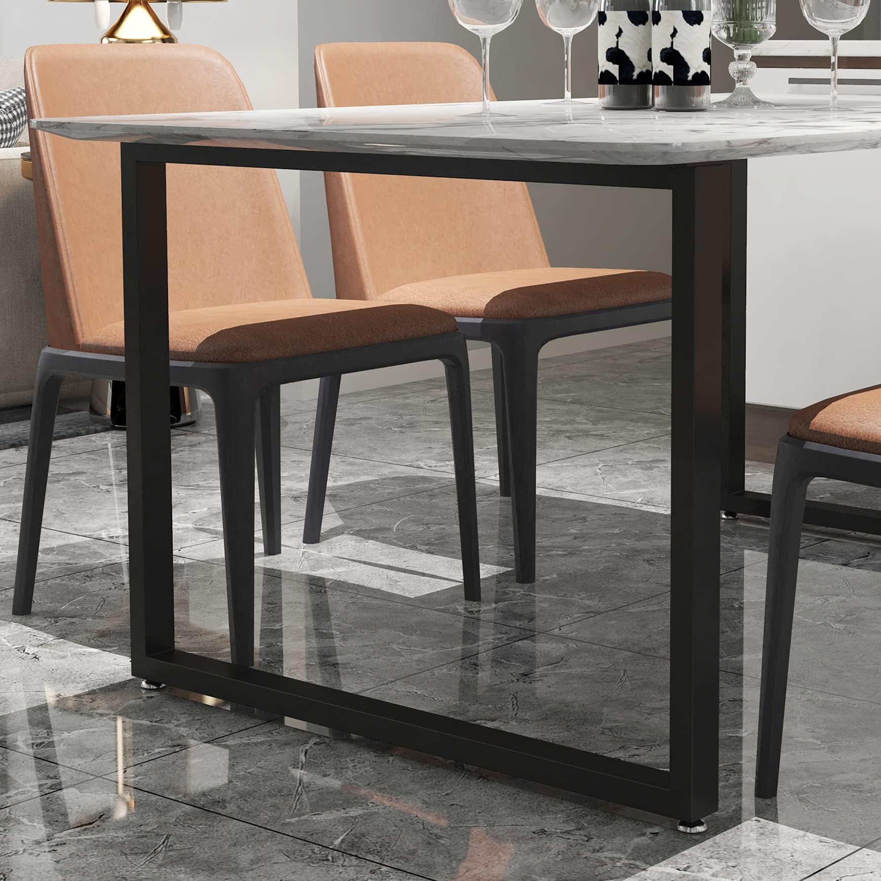 HOMEKAYT Desk Legs Set of 2 Metal Table Legs 28 Inch, Heavy Duty Metal Legs Multiple Uses for Dinning, Kitchen,Office Table(Rectangle Shape, 2pcs)-Black