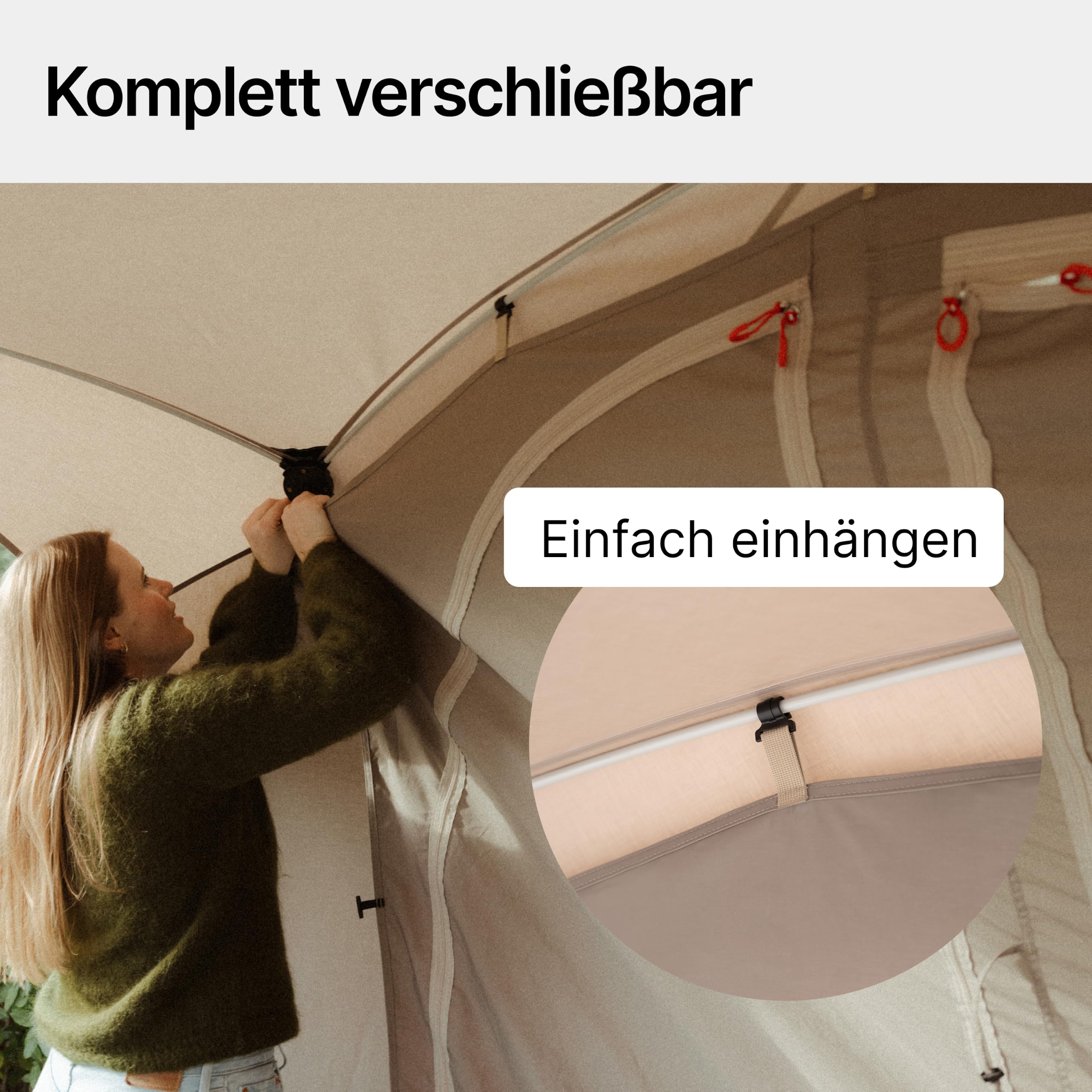 qeedo Camping Pavillon 3,5 x 3,5 m - Pop up Pavillon mit UV80+ Sonnenschutz und 4 Eingängen für Camping und Garten oder als Partyzelt (mit 4 Seitenwänden)