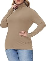 Vista 1 de Hanna Nikole Camisas de manga larga con cuello alto para mujer, talla grande, capa base elástica ajustada