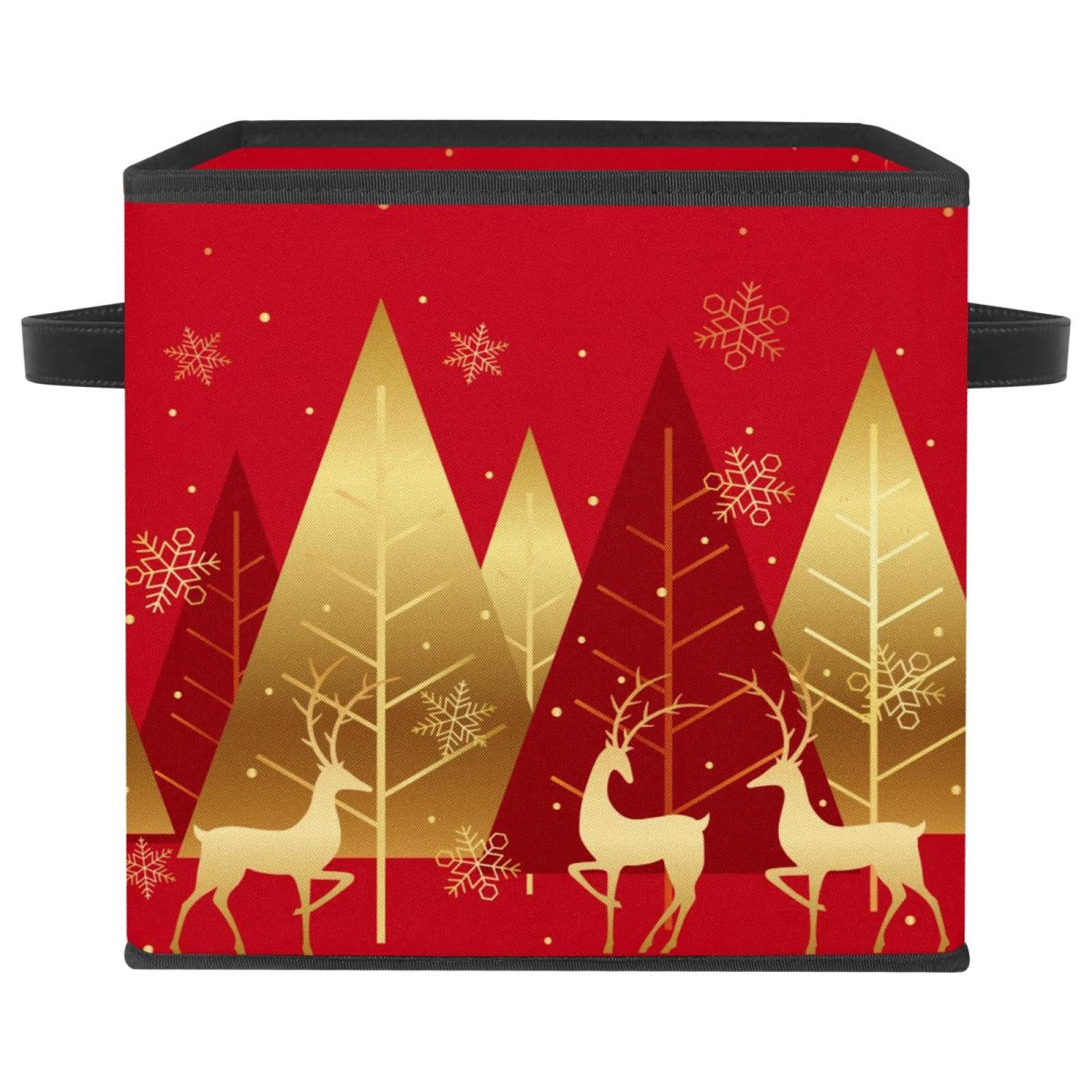 Boîte de rangement pliable rouge avec renne de Noël pour placard