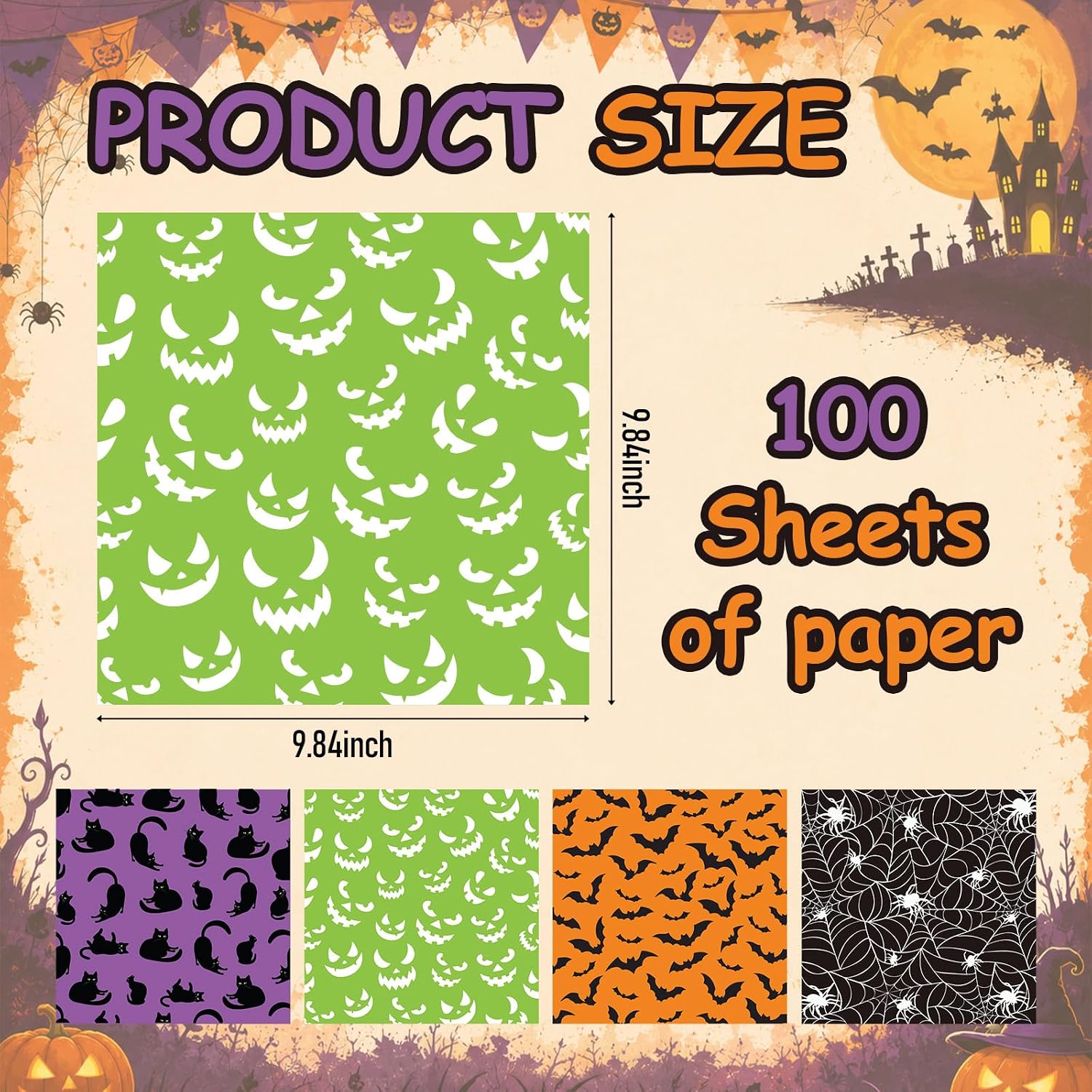 Maitys 100 Sheets Halloween Wax Paper for Food Greaseproof Paper Sheets