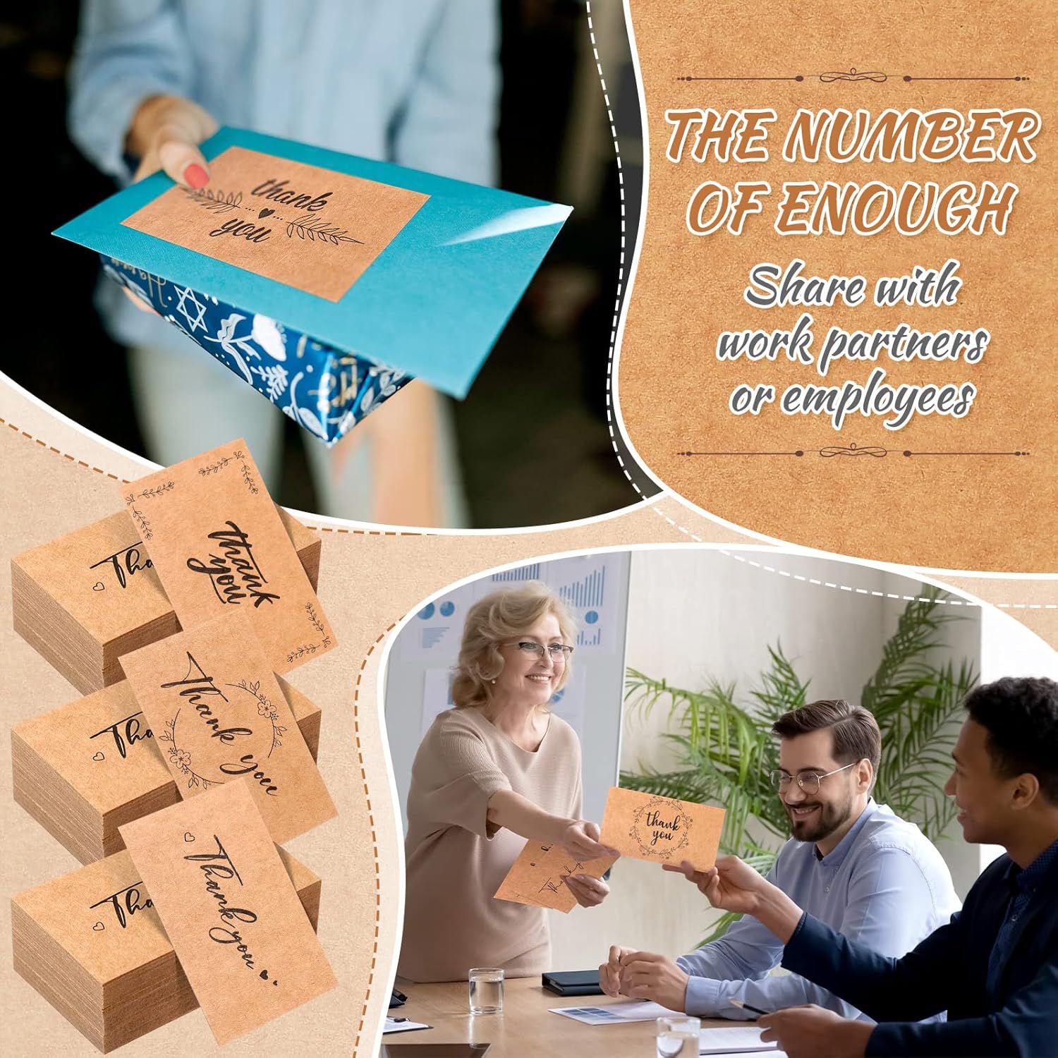 Outus 1200 Pcs Mini Thank You Cards Small Business Kraft Thank You Cards Bulk 2 x 3.5 Inches Business Stock for Your Order for Customer Package Inserts - Image 6