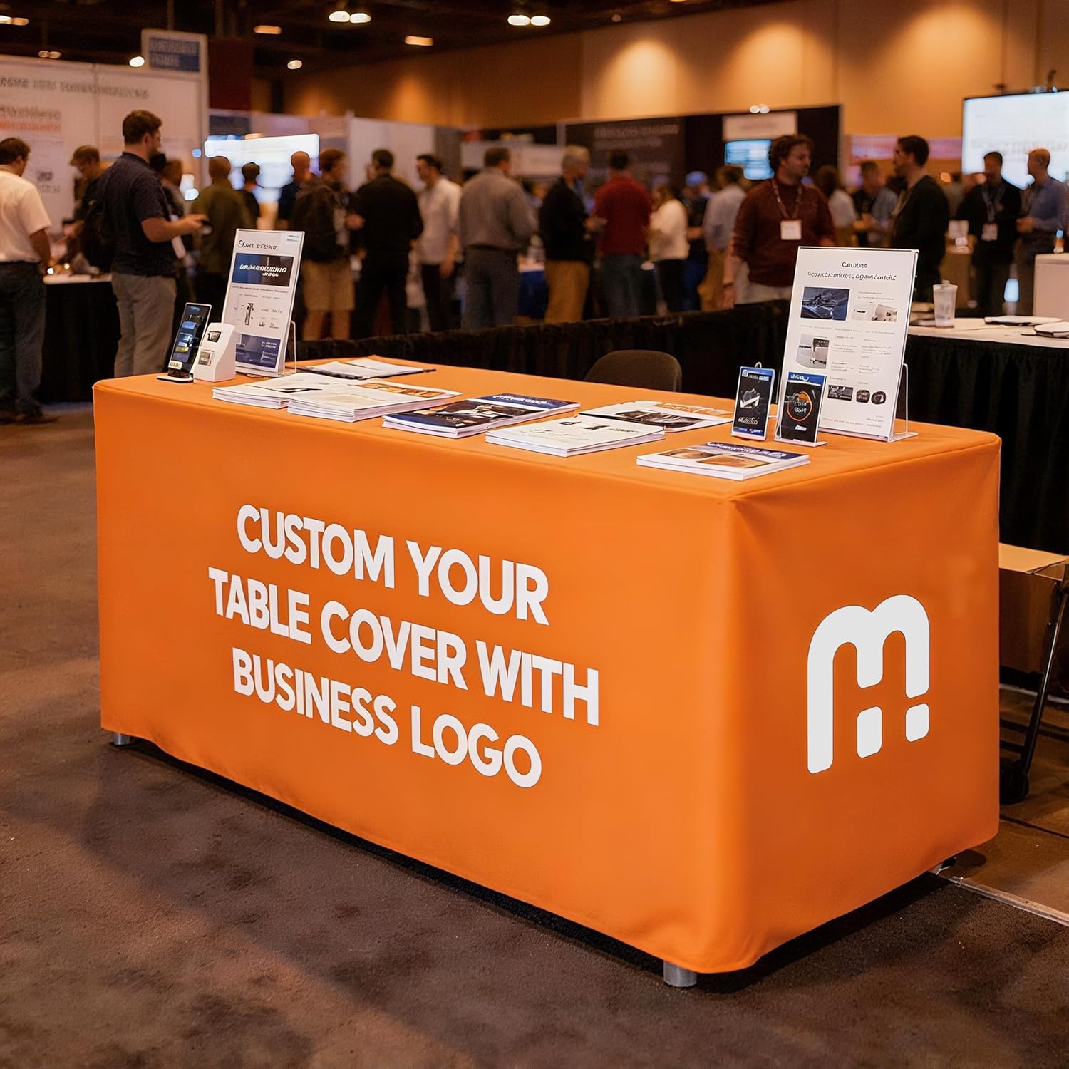 Personalized Customized with Logo Table Cloth 4FT/5FT/6FT/8FT/10FT Table for Business Tradeshow Events, Birthday, Wedding, Anniversary Decor (4FT Open Back)