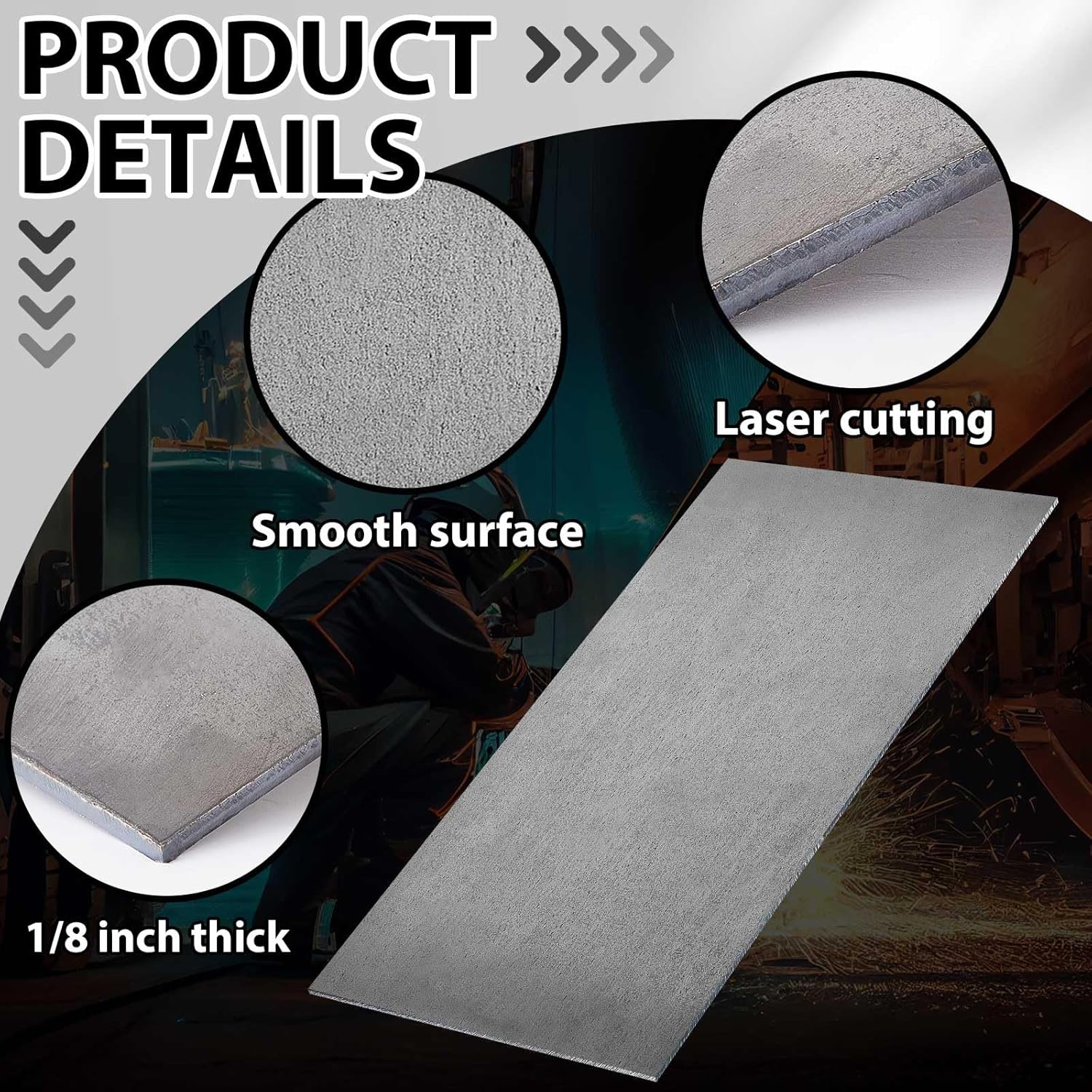 Gisafai 1/8 x 12 x 36 Inch Mild Steel Sheet A36 Hot Rolled Plate 11 Gauge Non Coating Metal Steel Sheet for Projects, DIY Crafts, Industrial Applications