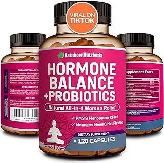 Hormone Balance + Probiotics for Women (3450mg) Natural Relief for Menopause, Weight, Bloating, Hot Flashes, PMS Management | 4:1 Chasteberry, Dong Quai, Black Cohosh & Maca | 120 Non GMO Capsules