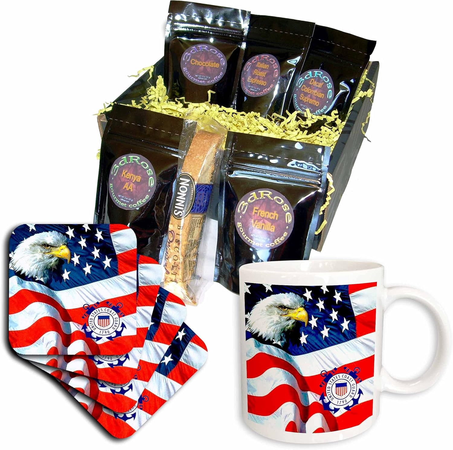 3dRose cgb_982_1 U.S. Coast Guard Coffee Gift Basket, Multi