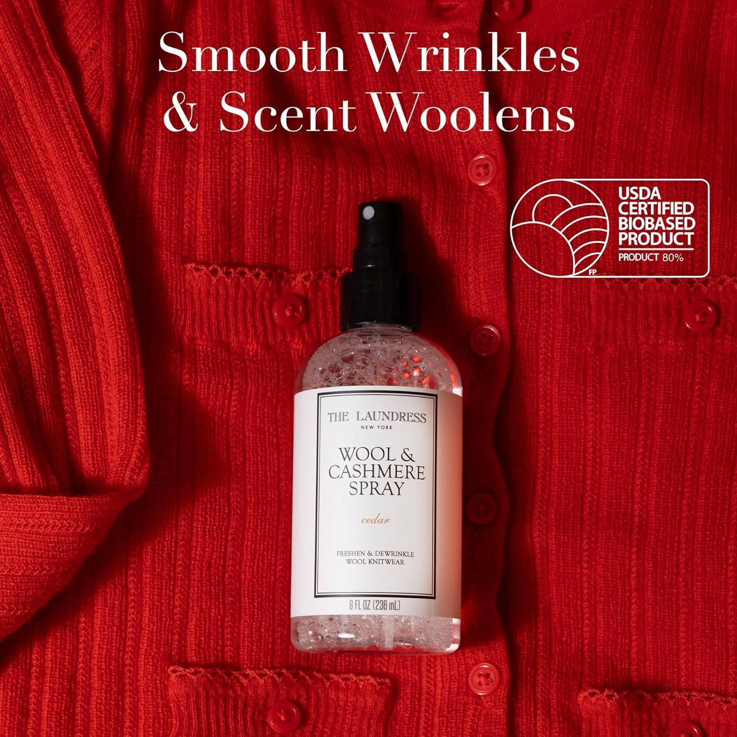 The Laundress Wool & Cashmere Shampoo, Double Concentrated Detergent, Cedar Scent, 16 oz + The Laundress Wool and Cashmere Fabric Spray, Wool Dewrinkle Spray, Fabric Refresher, Cedar Scent, 8 oz