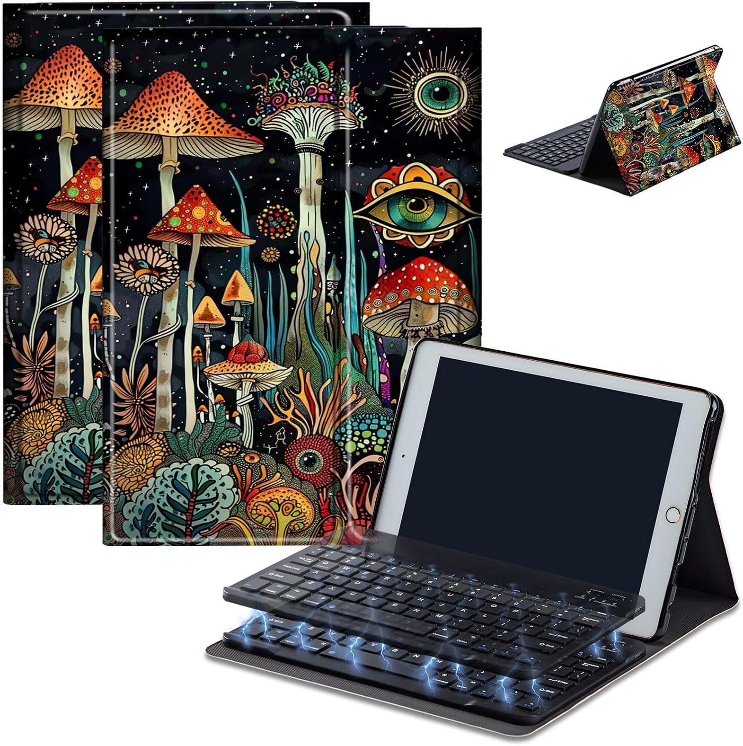 Keyboard Case for Amazon Fire Max 11 (13th Generation, 2023 Release), Detachable Wireless Bluetooth Keyboard and Auto Sleep/Wake Fire Max 11 Tablet Case with Keyboard, Mushroom