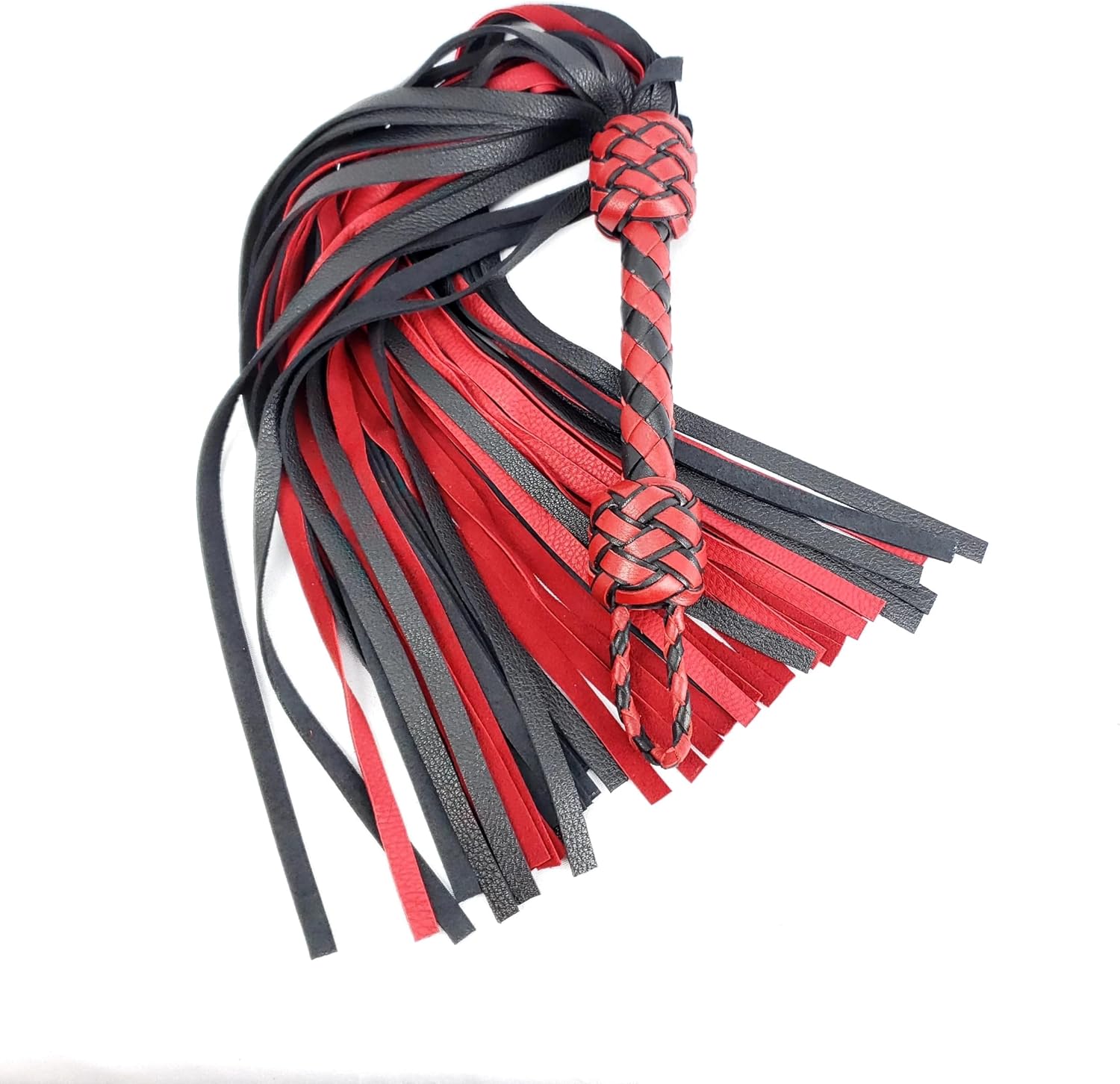 Genuine Cowhide Leather Flogger 50 Tails/Adult Horse Riding Crop Equestrian BDSM Product Sturdy Leather Braided Handle Slaves/Mistress & Sugar Daddy Punishment Black & Red Horny Flogger - KL734