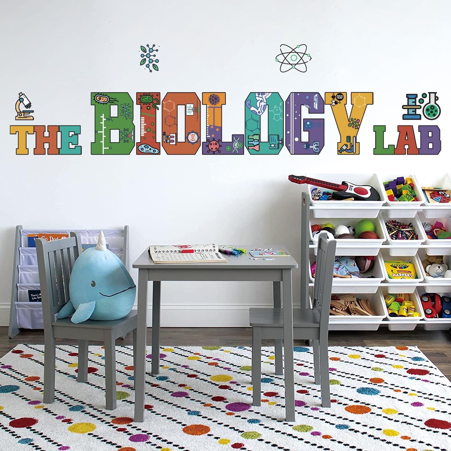 TOARTi Colorful The Biology Lab Wall Decals Science Themed Funny Stickers for Classroom Large Chemistry Stickers for Wall Biology Lab Wall Stickers School Toddler Science Theme Mural