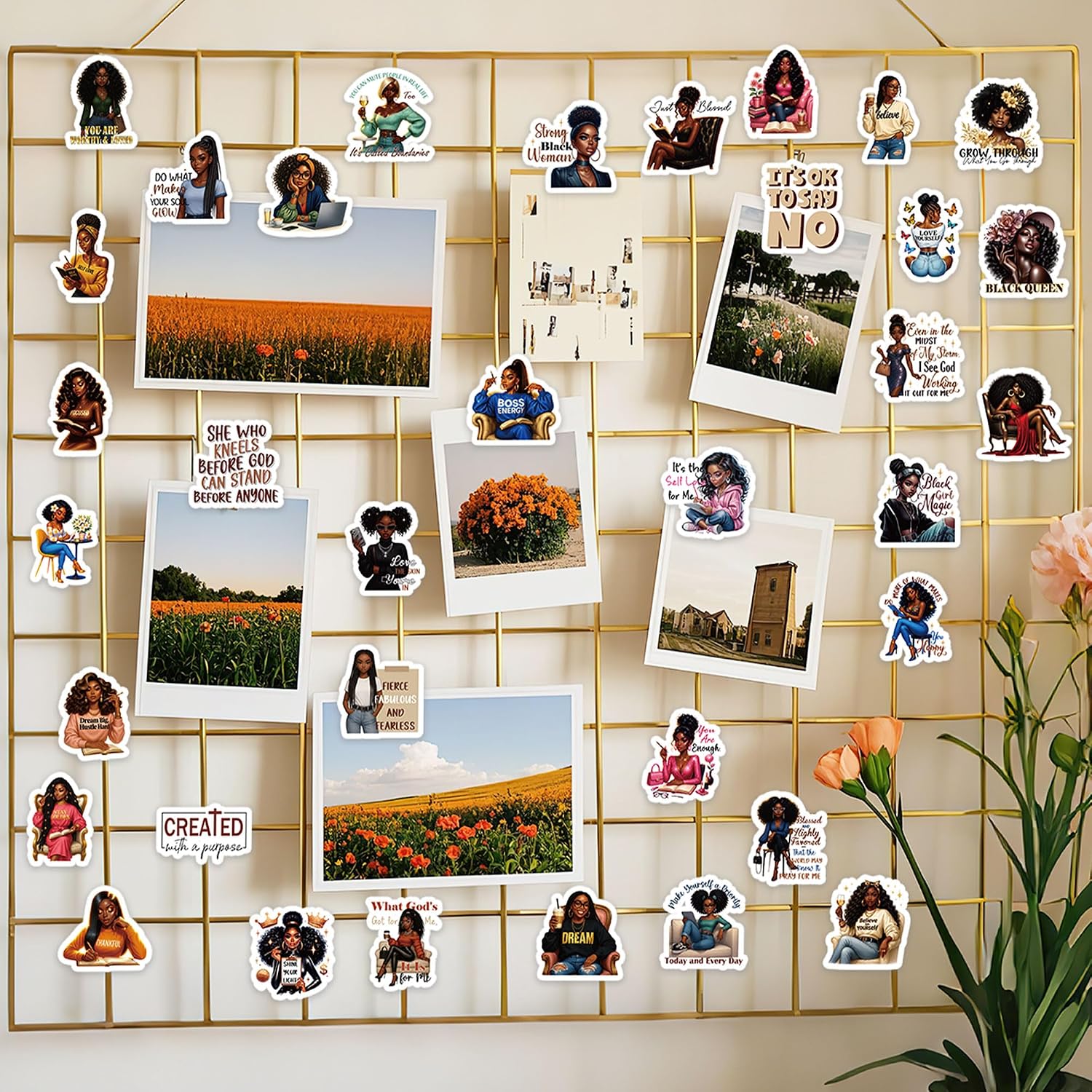 Black Girl Affirmation Stickers, 100 Pcs Vision Board Supplies for Women, Inspirational Black Girl Magic Sticker Decals for Journals Planners Scrapbook DIY Vision Board Kit for Adults & Teens