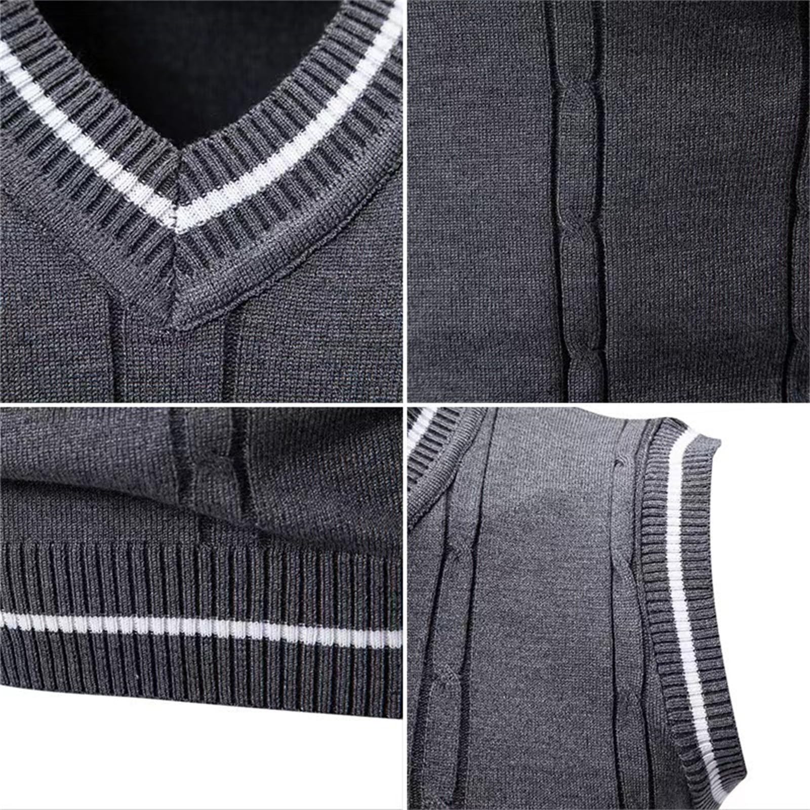 Jersey sin mangas para hombre, elegante, con estampado trenzado, chaleco de punto con cuello en V, caballero, negocios, sin mangas, para otoño e invierno, chaleco de golf, chaleco de la