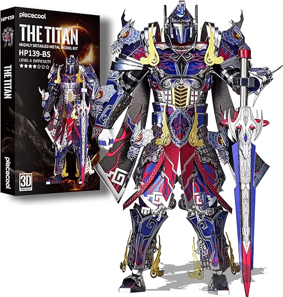 Piececool 3D Metal Puzzles Mecha Model Kits-The Titan Figure Model Building Blocks Kits for Adults, DIY Brain Teaser 3D Puzzle for Men Teen Students Hobbies Fidget Gifts -157 Pcs