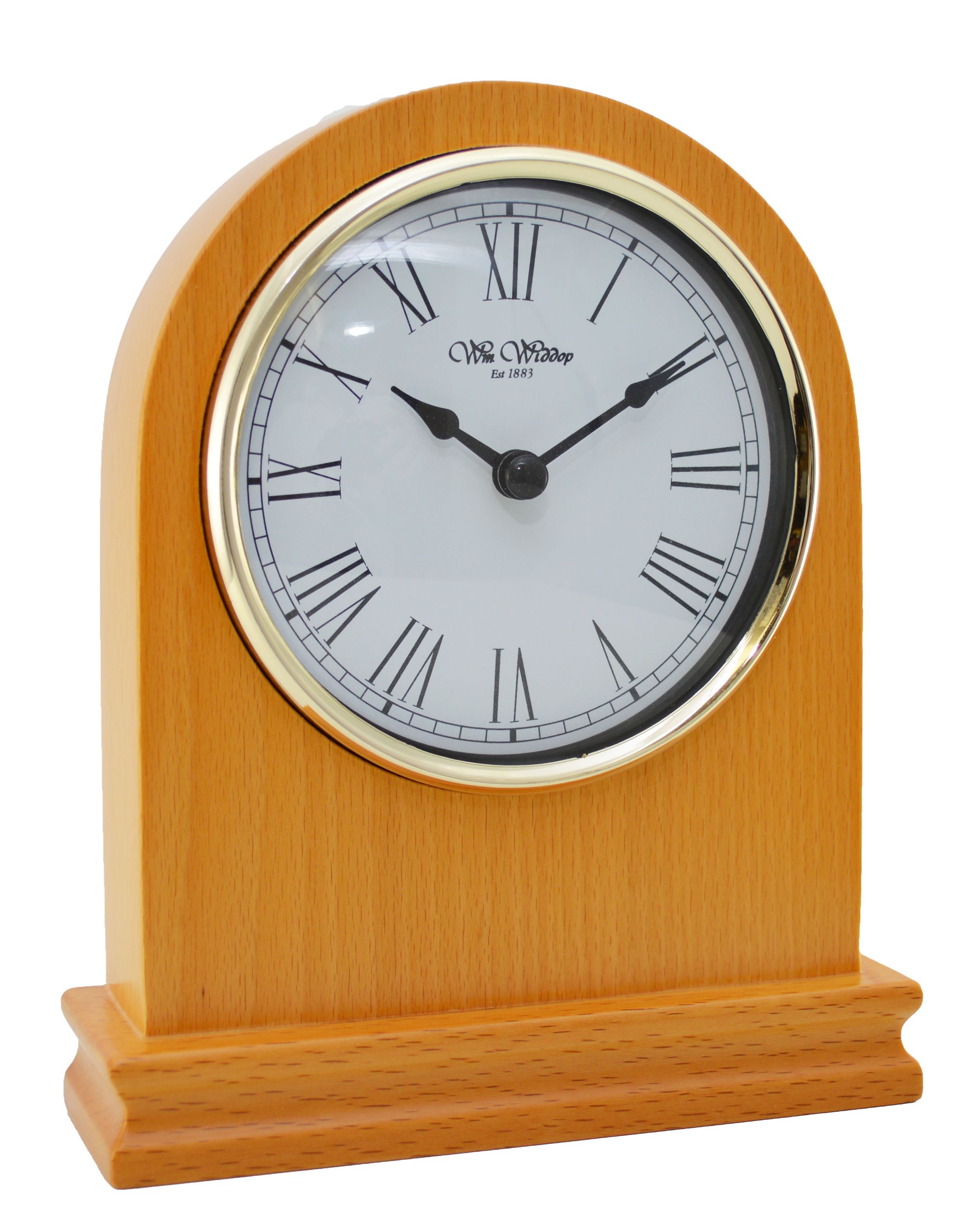 Design moderno arco forma rovere finitura legno mantel orologio