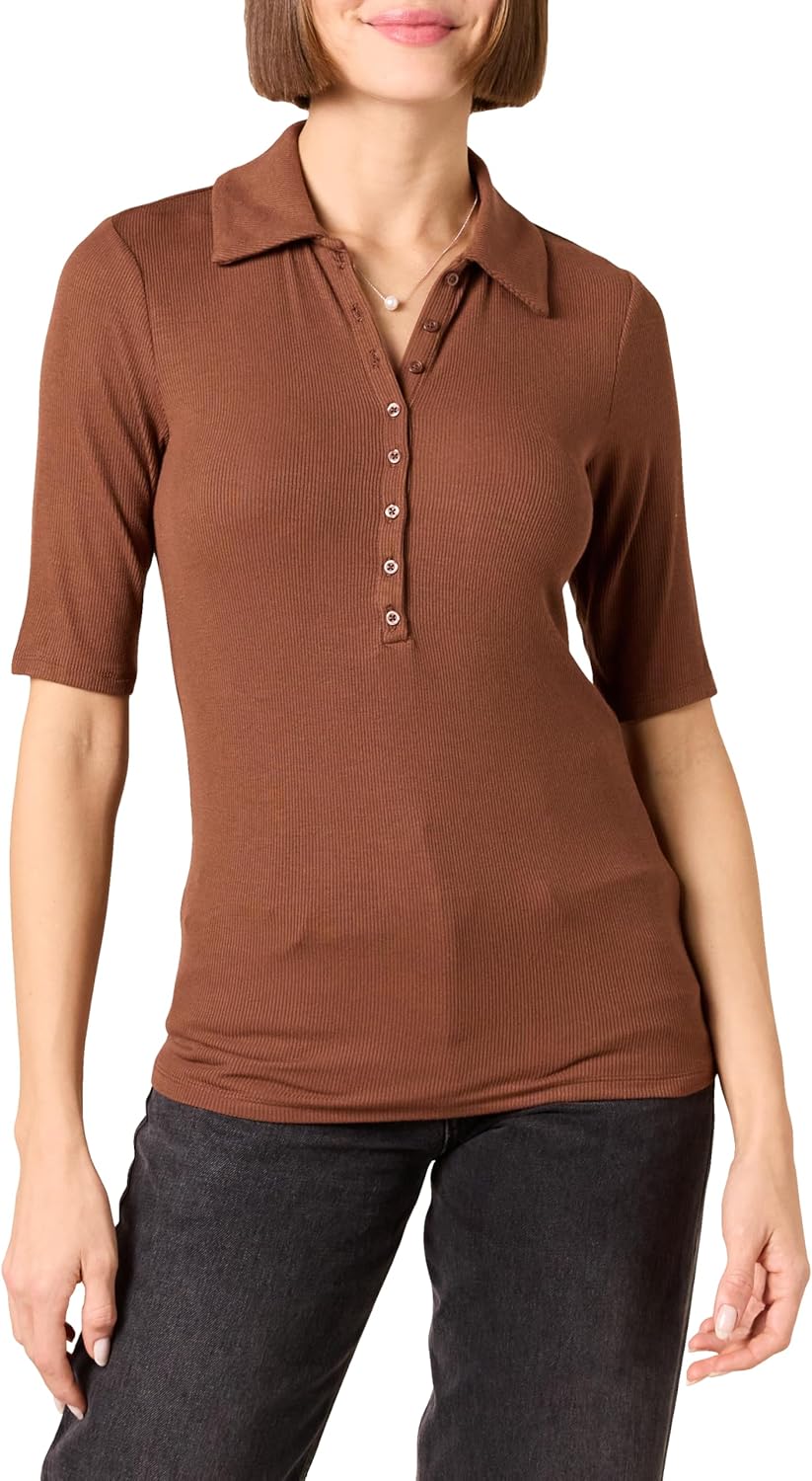 Amazon Essentials Women’s Ribbed Polo Shirt – Formerly Daily Ritual