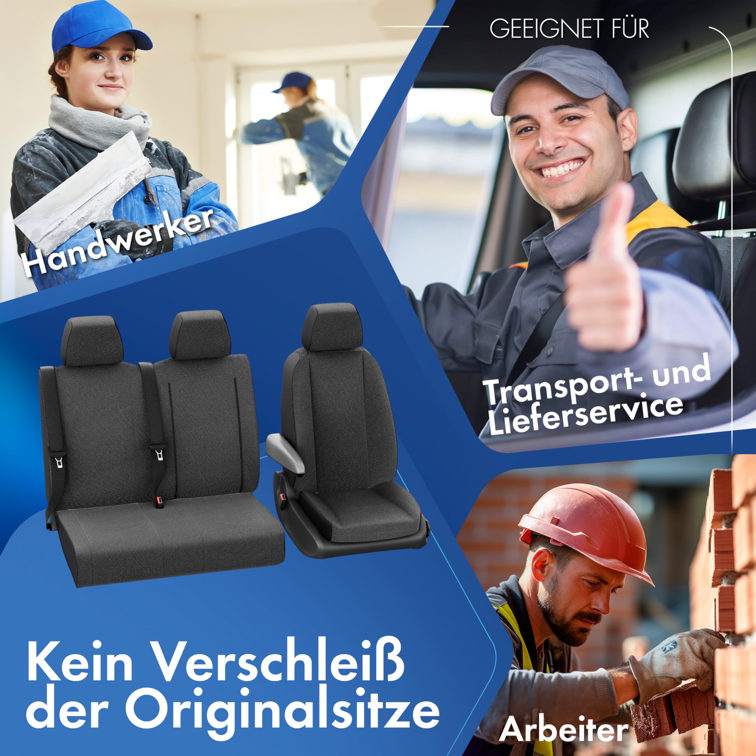 Walser Transporter pokrowce na siedzenia samochodowe do Mercedes-Benz Viano/Vito, pojedyncze/podwójne, pokrowce na siedzenia z materiału, ochraniacze na siedzenia, zestaw do vanów