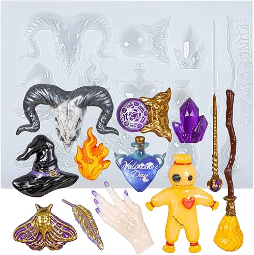 FUNSHOWCASE Molde de silicona de fundición de resina epoxi de altar de brujería para decoración de pasteles de fondant de Sugarcraft, decoración de