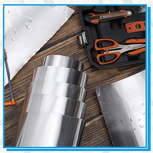 Miniatura 6 de Zonon Rollo de aluminio intermitente de cobre intermitente para techo y jardín, evita manchas de techo, tira de techo para prevención de musgo (30 x