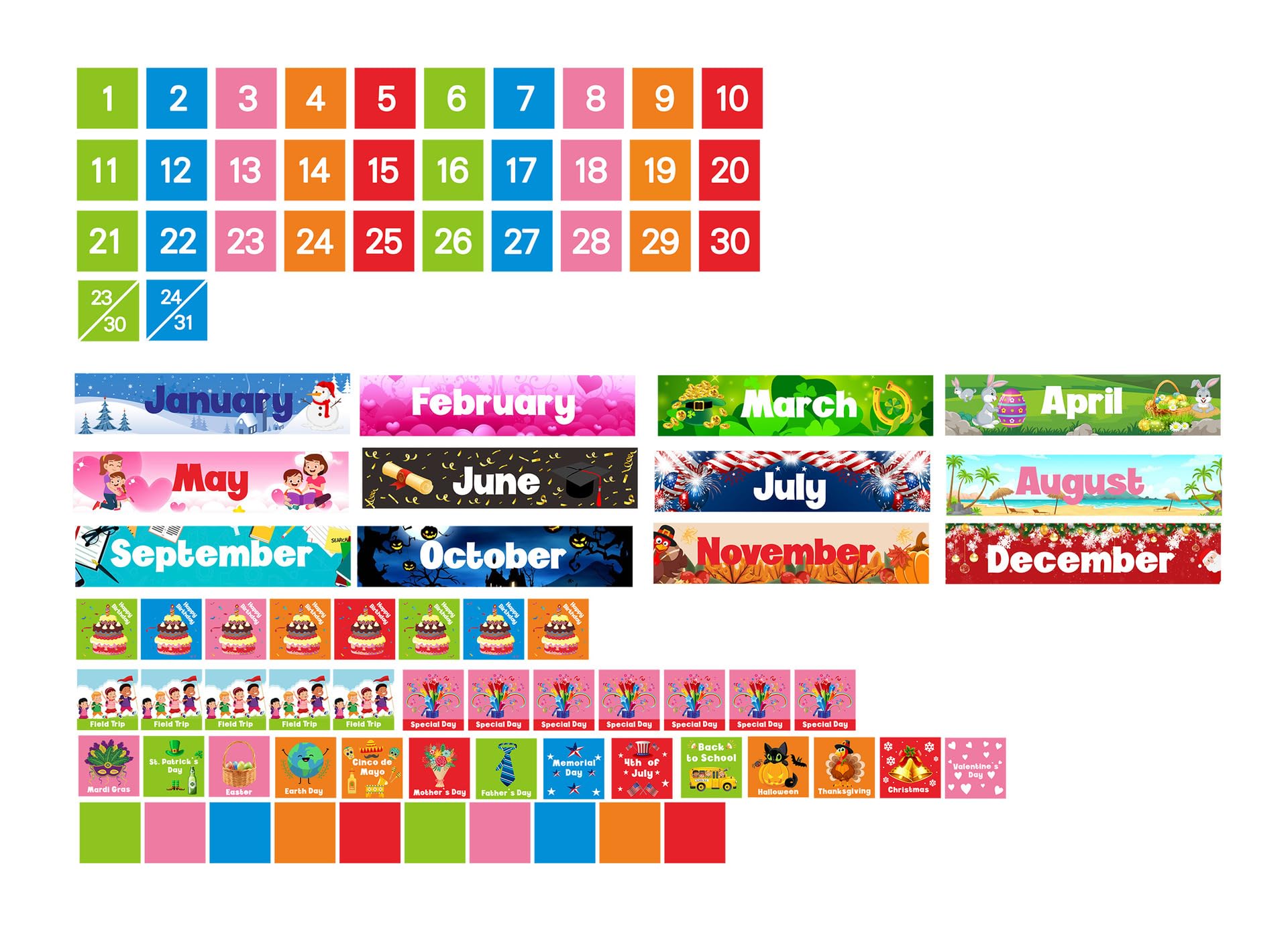zalati Calendario de bolsillo, planificador mensual de actividades con 88 tarjetas para niños, educación, aprendizaje, juguete, aula, festival, decoración — view 6